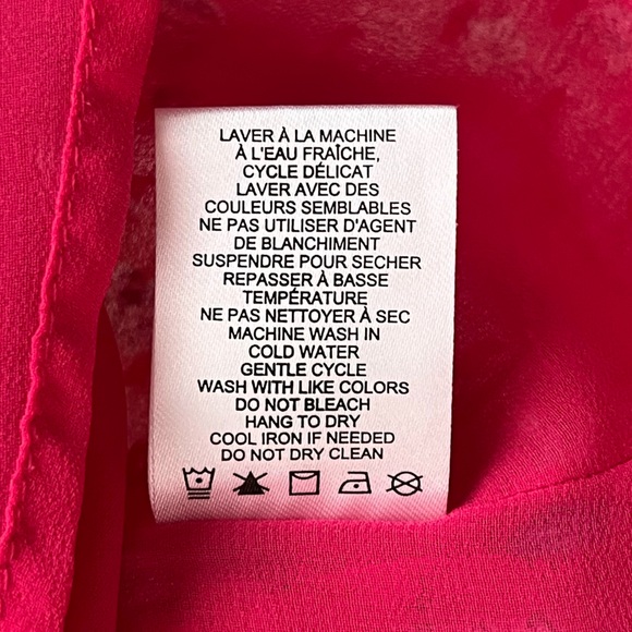 Rachel Zoe Pink Navy Blue Floral Lined Blouse Gathered Puff 3/4 Sleeves Size M - Picture 10 of 14